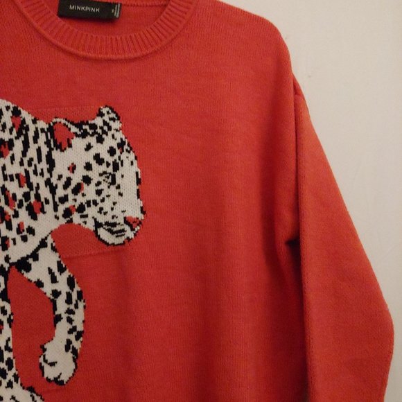 Minkpink orange leopard soft comfy long sleeve sweater XS - Picture 5 of 8